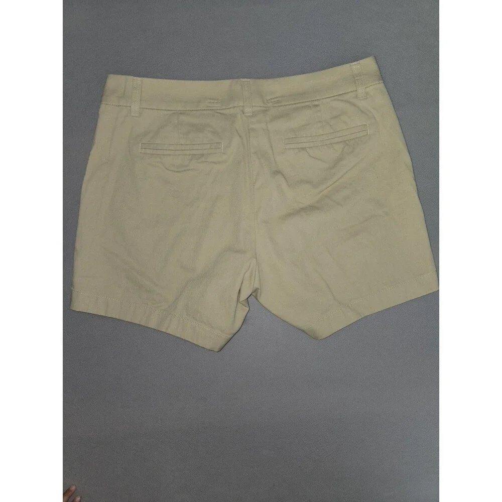 J.Crew Womens Khaki Shorts Size 8 Casual Cotton Solid Beige Flat Front Preowned